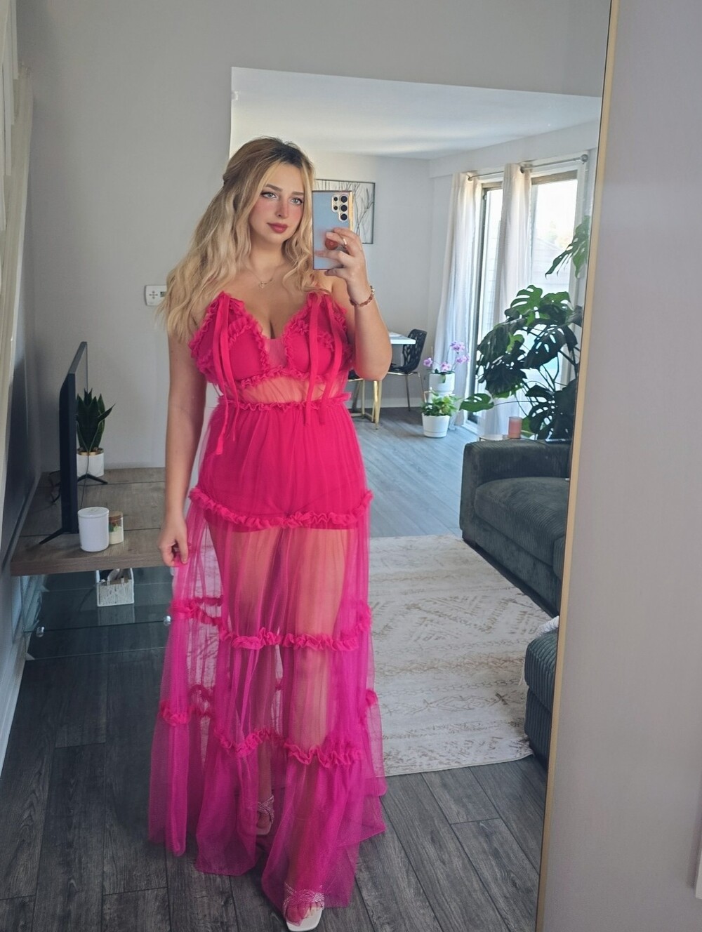 Bright Fuchsia Ruffle Tulle Dress